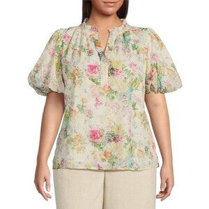 Sugarlips Plus Size 2X Summerset Floral Eyelet Puff Sleeve Cottage Core Feminine